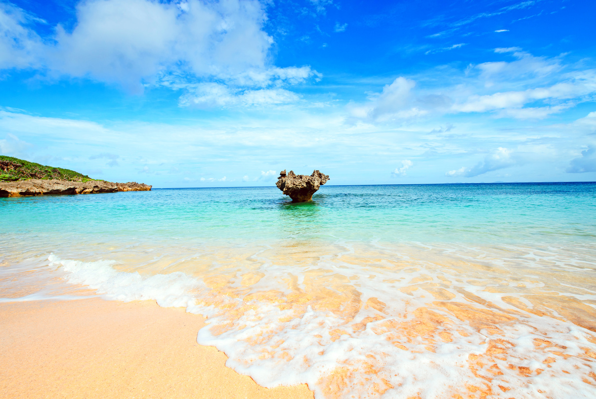 Heart rocks and clean sea, Okinawa, Japan